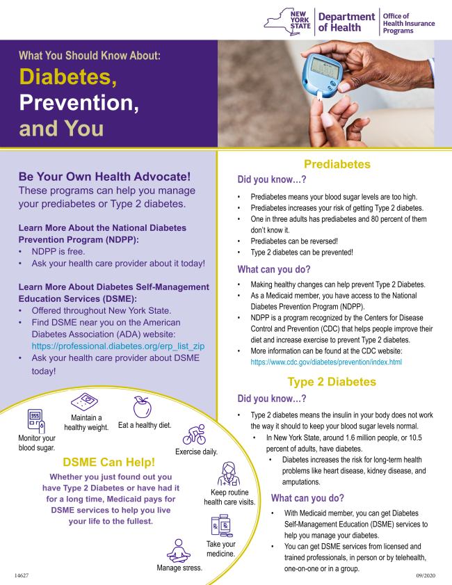 New York State Department of Health Fact Sheet on Diabetes