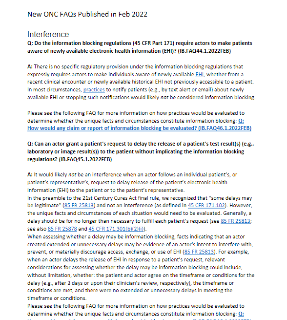 onc faq information blocking